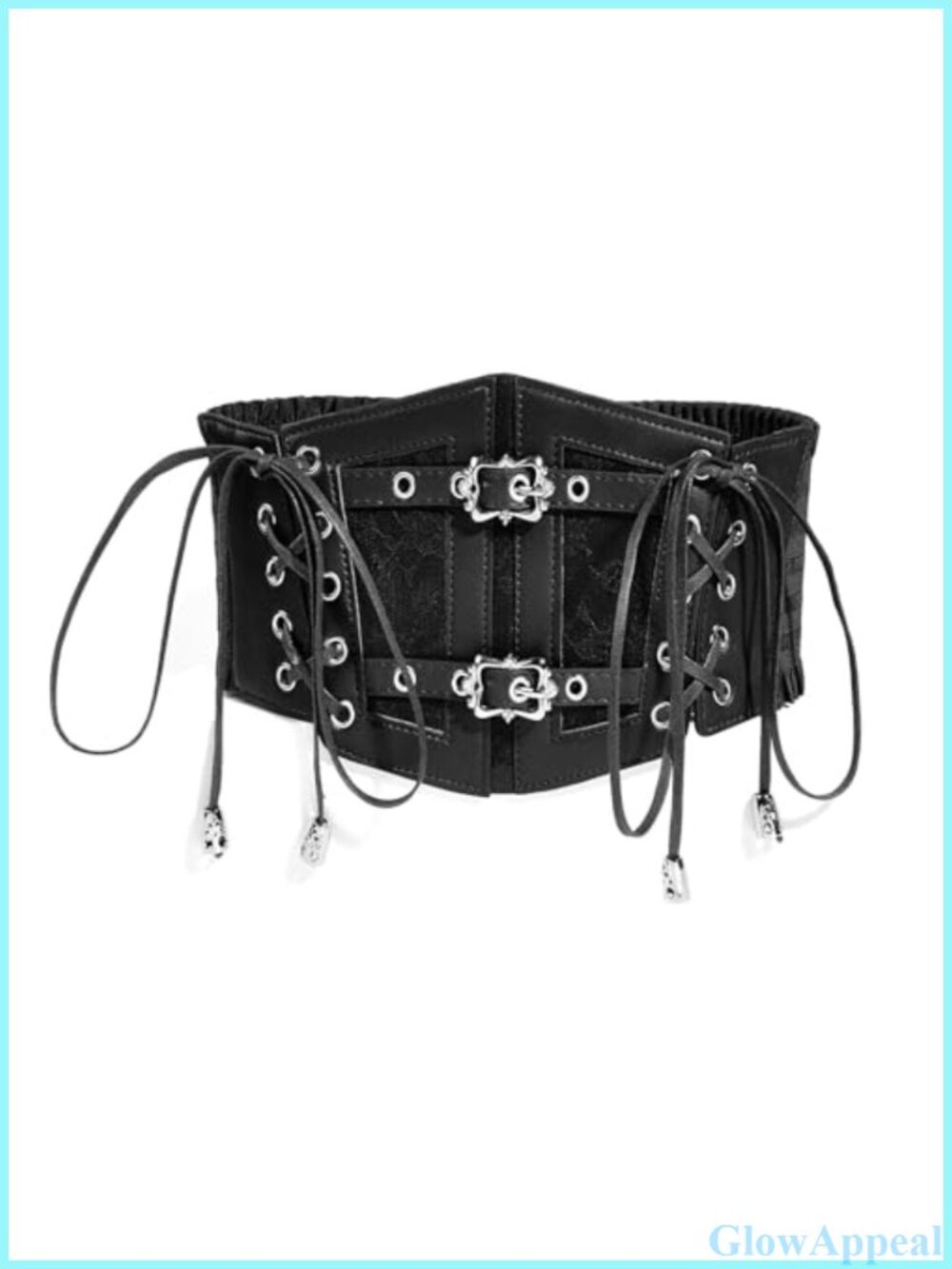 PU Leather Wide Elastic Corset Belt Waistband Lace-Up Steampunk Costume
